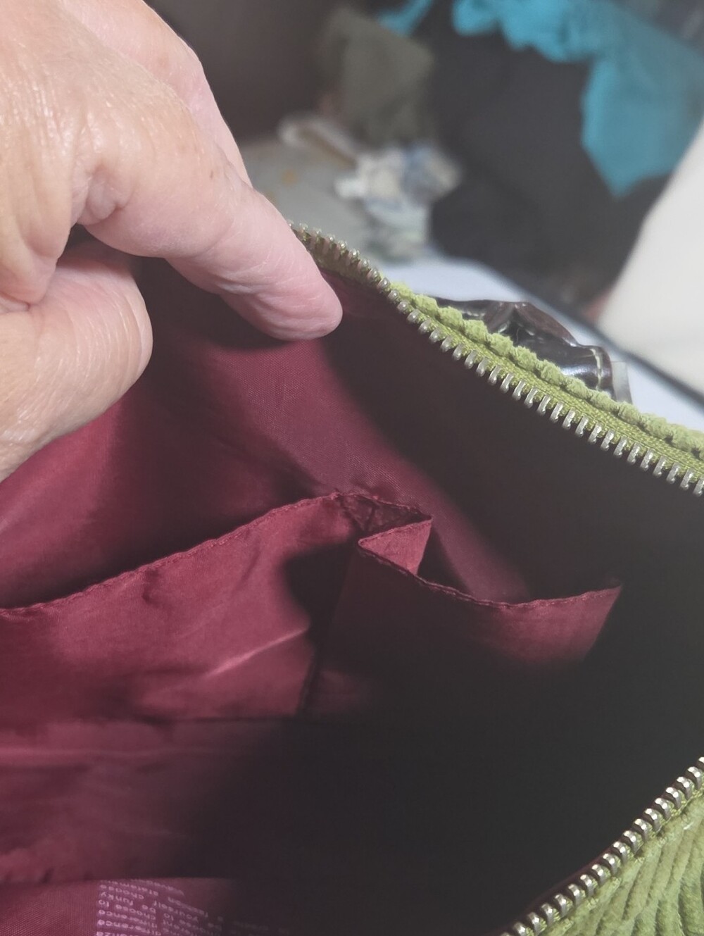 Matt & Nat Olive Green Corduroy Tote with Dark Brown Accents - Picture 4 of 8